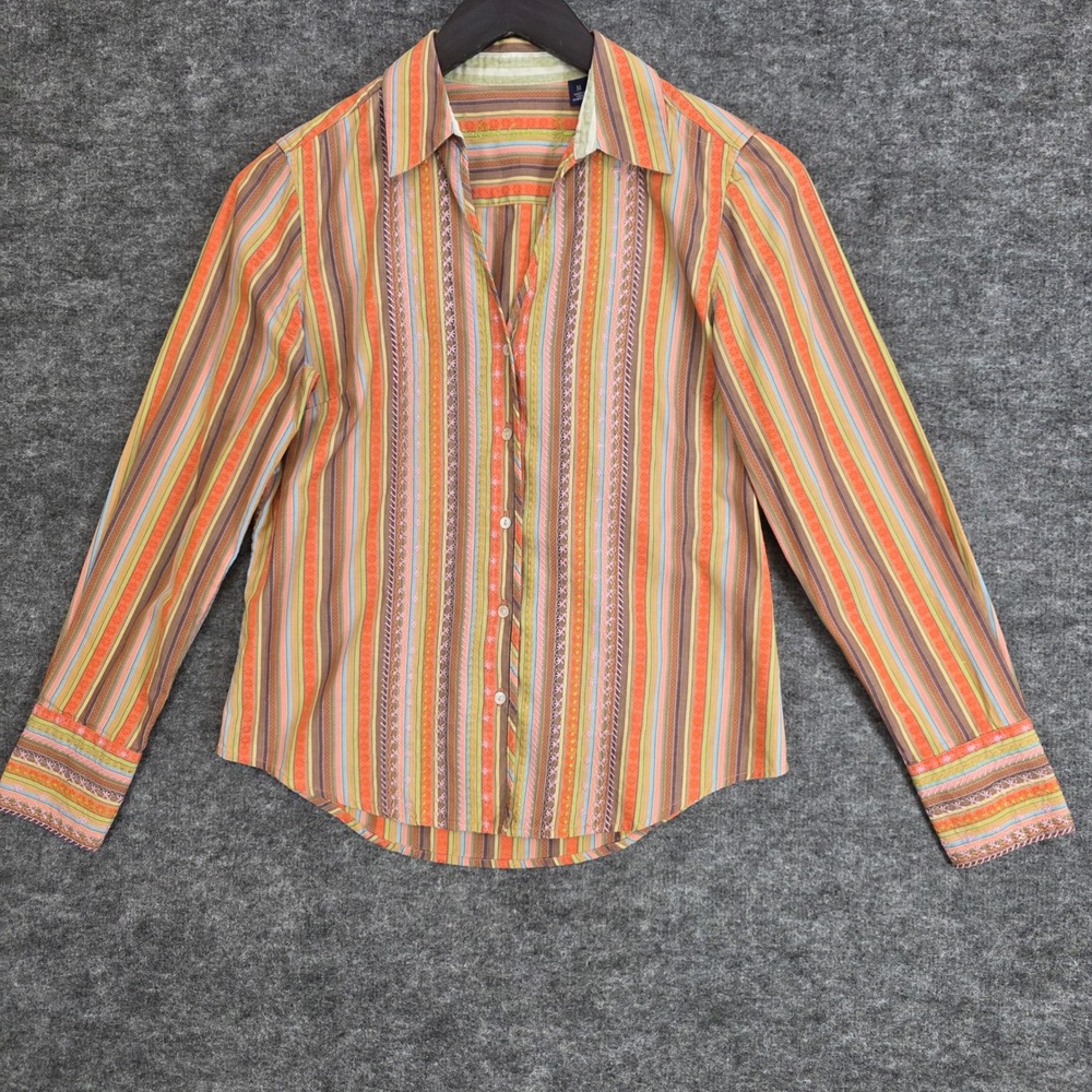 Robert Graham Shirt‎ Womens Medium Multicolored Striped Retro Casual Button Up
